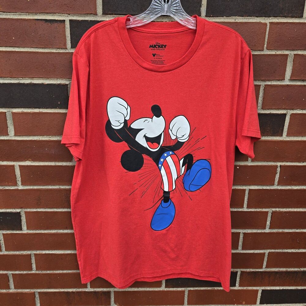 Walt Disney Mickey Mouse Fourth Of July Celebration Red T-Shirt XL NWOT